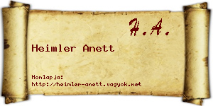 Heimler Anett névjegykártya